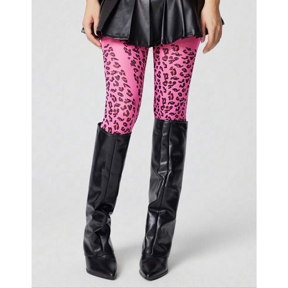 Pink Cheetah Patterned Tights - Picture 3 of 5